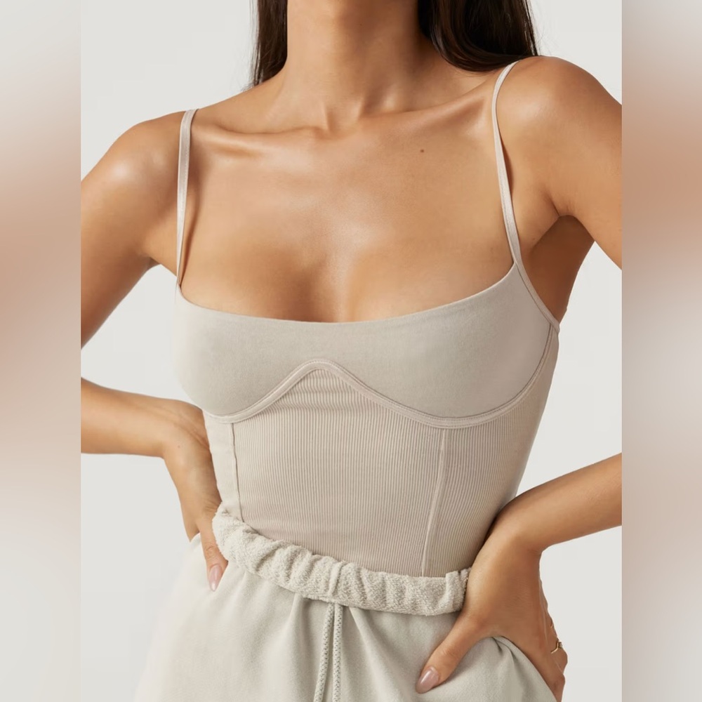 Joah Brown Corset Tank in Dune Size S/M